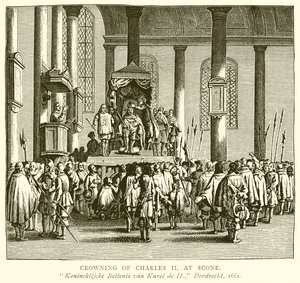 Charles II'nin Scone'da taç giymesi by English School