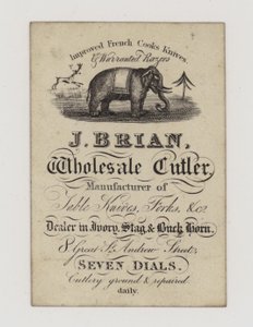 Cutler, J Brian, ticaret kartı by English School
