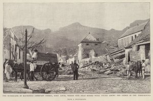 1892 Mauritius Siklonunun (lito) neden olduğu Rempart Caddesi, Port Louis