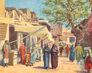 Şam, Tipik Bir Sokak (renkli taş baskı) by English School