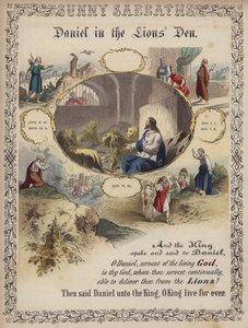 Daniel aslan ininde (renkli gravür) by English School