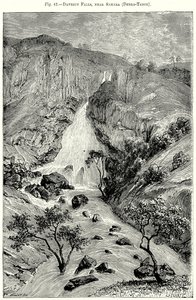 Samara yakınlarındaki Davezut Şelaleleri (Debra-Tabor) (gravür) by English School