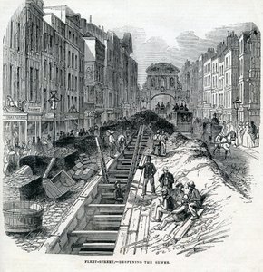 Fleet Caddesi Kanalizasyonunu Derinleştirmek, Londra, 1845 by English School