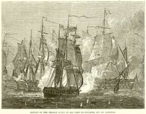 Fransız Filosunun St. Domingo açıklarında Sir John Duckworth tarafından yenilgiye uğratılması by English School