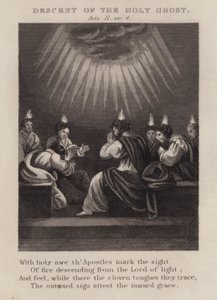 Kutsal hayaletin inişi, Elçilerin İşleri II, ver 4 (gravür) by English School