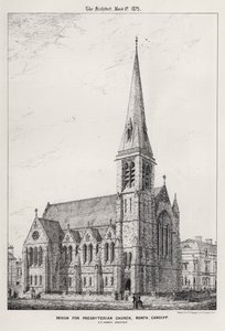 Presbiteryen Kilisesi, Roath, Cardiff (gravür) için tasarım by English School