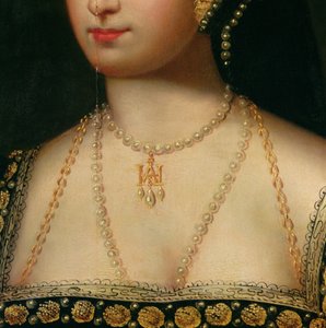 Anne Boleyn (1504-36) c.1533 portresinden detay (tuval üzerine yağlı boya) by English School