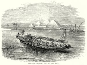 Nil Üzerinde Dhow veya Ticaret Teknesi (gravür) by English School