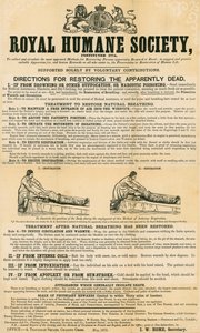 Görünürde ölü olanı restore etmek için talimatlar; Royal Humane Society tarafından Mayıs 1872