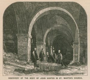 John Hunter'ın cesedinin Londra'daki St Martins Kilisesi'nde bulunması by English School