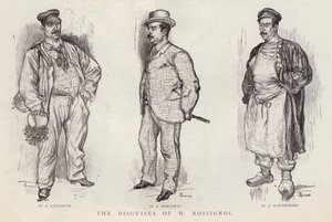 Parisli polis dedektifi Gustave Rossignol (litho) tarafından kullanılan kılıklar by English School