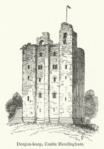 Donjon-keep, Headingham Kalesi (gravür) by English School