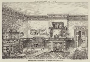 Drawing Room, Summerfield, Roehampton (gravür) by English School