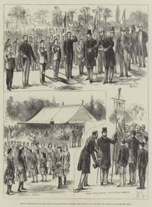 Buckhurst Tepesi'nde Galler Prensi ve Prensesi'nin huzurunda Londra Board Okullarının Tatbikat Yarışması (gravür) by English School