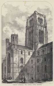 Durham Katedrali, Merkez Kule restore edildi (gravür) by English School