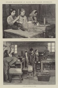 Isleten, Fluelen, İsviçre yakınlarındaki Dinamit İmalatı (gravür) by English School