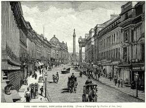 Earl Grey Caddesi, Newcastle-on-Tyne (gravür) by English School