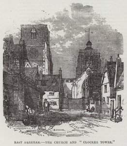 Doğu Dereham, Kilise ve "Saat Kulesi" (gravür) by English School