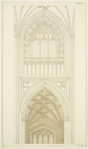 St Mary Redcliffe Güney Transept Doğu tarafı (kağıt üzerine kalem ve suluboya) by English School