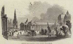 Edinburgh, Kraliyet Kurumu ve Scott Anıtı (gravür) by English School