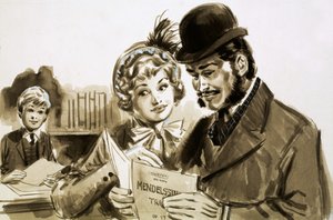 Edward Elgar, 12 yaşından itibaren babasının müzik dükkanında hizmet verdi. by English School
