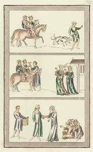 Şehit Edward, suikastı, Thomas Becket'in ebeveynleri (renkli gravür) by English School