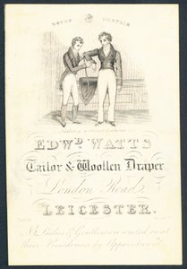 Edward Watts, terzi ve yünlü kumaşçı, ticari kart by English School