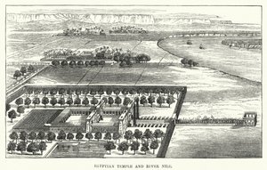 Mısır Tapınağı ve Nil Nehri (gravür) by English School
