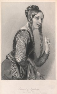 Aquitaine'li Eleanor, 'Kraliçelerin Biyografik Taslakları'ndan illüstrasyon...' by English School