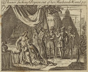 Kastilyalı Eleanor, İngiltere Kralı I. Edward'ın Kraliçe Eşi, kocasının yarasından zehir emerken, 1272 Acre'de bir suikast girişiminde bulundu. by English School