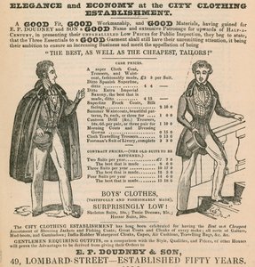 Şehir Giyim İşletmesinde Şıklık ve Ekonomi; EP Doudney & Son, 49 Lombard Street, Londra by English School