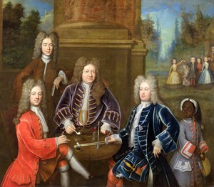 Elihu Yale (1648-1721) ikinci Devonshire Dükü, Lord James Cavendish, Bay Tunstal ve bir Sayfa, c.1708 by English School