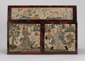 İşlemeli tabut, c.1660 (ipek, kanvas, ahşap, bağa ve gümüş bağlar)