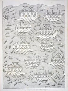 Gemilere Sığınan Asurluların Düşmanları, Nineveh'den 71 numaralı levha ve Kalıntıları Austen Henry Layard (1817-94) tarafından 1849'da yayınlandı by English School