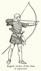 Agincourt zamanının İngiliz Okçusu (lito) by English School