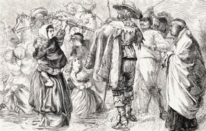 1641 İrlanda İsyanı sırasında İrlandalı Katolikler tarafından boğulan İngiliz Protestanlar, c.1865 (ahşap gravür) by English School