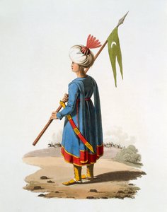 Spahilerin Teğmen Taşıyıcısı, 1818 (renkli aquatint) by English School