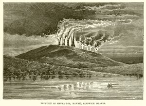 Eruption of Mauna Loa, Hawaii, Sandwich Islands by English School