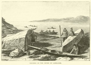 Labrador kıyısında Eskimolar by English School