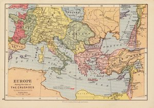 Haçlı Seferleri sırasında Avrupa (renkli taş baskı) by English School