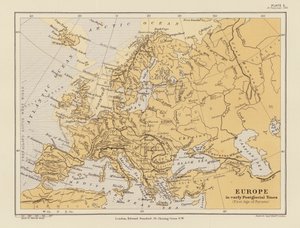 Buzul sonrası erken dönemlerde Avrupa (renkli lito) by English School
