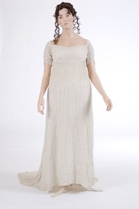 Abiye elbise, 1800 (pamuk muslin ve cam boncuklar) by English School