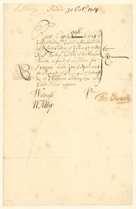 1711 piyango için hazine makbuzu by English School