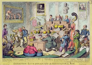George Cruikshank (1792-1878), pub tarafından kazınmış Bahçe Bitkileri Odasında Olağanüstü Sergi. G. Humphrey, 1826 (renkli gravür) by English School