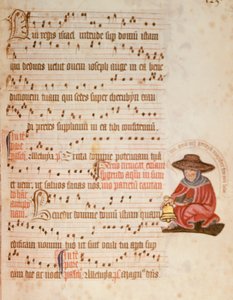 F.127 Cüzzamlı Çizimli Nota, c.1400 (parşömen) by English School