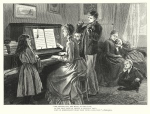 Aile birlikte müzik çalıyor (gravür) by English School