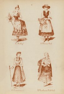 Süslü elbise kıyafetleri: Folly, Flower Girl, Foolwoman, Newhaven Fish Girl (litho) by English School