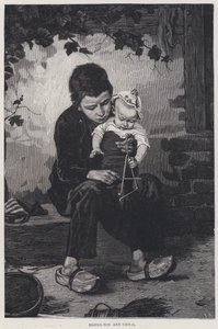 Fisher Boy ve Çocuk (gravür) by English School