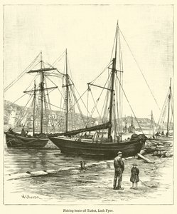 Tarbert, Loch Fyne açıklarında balıkçı tekneleri (gravür) by English School
