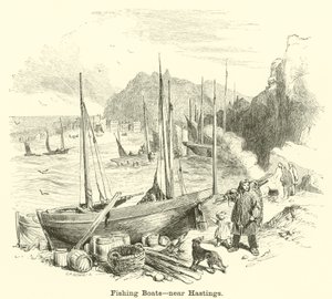 Hastings yakınlarında balıkçı tekneleri by English School